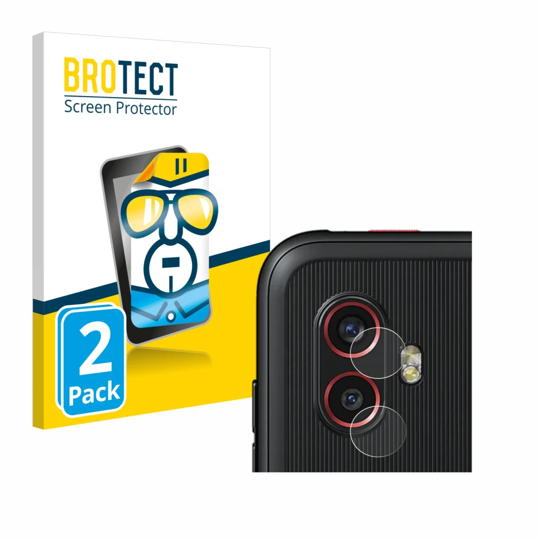 Front side of a product packaging with the brand logo BROTECT. Next to it is the device Samsung Galaxy Xcover 6 Pro (ONLY Came