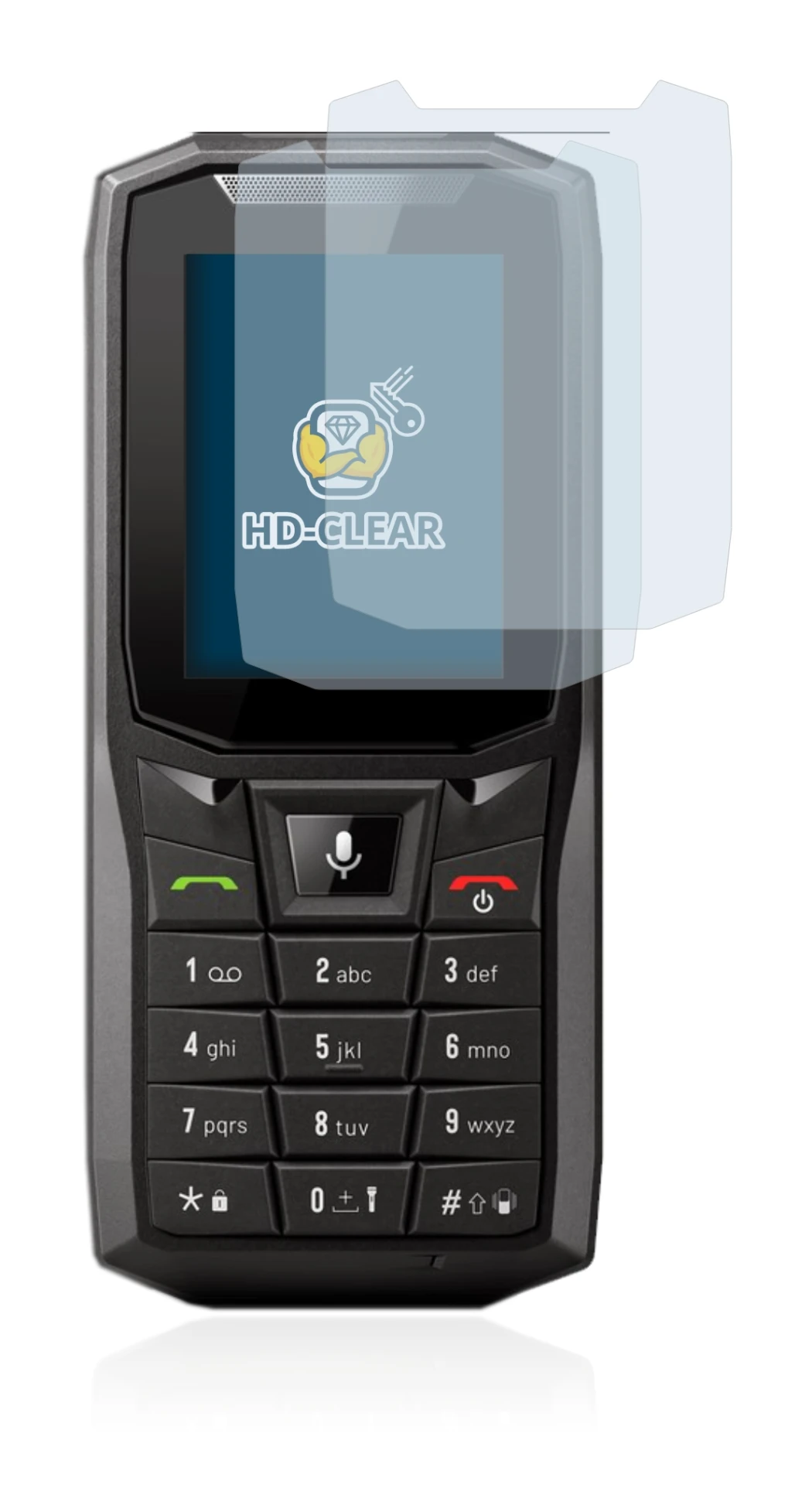 Image of the device Crosscall Core-S4 with a wide variety of screen protectors.