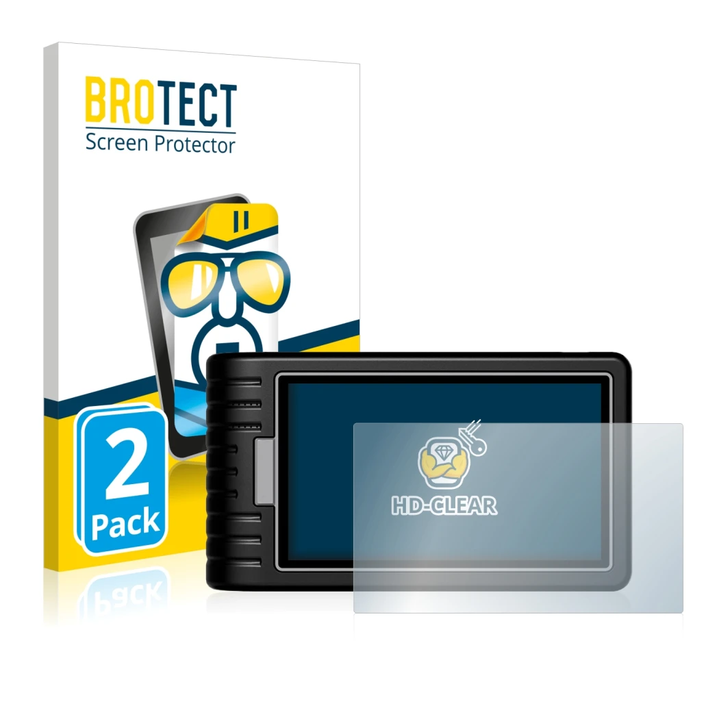 Front side of a product packaging with the brand logo BROTECT. Next to it is the device Topdon ArtiDiag 800 BT shown with the 