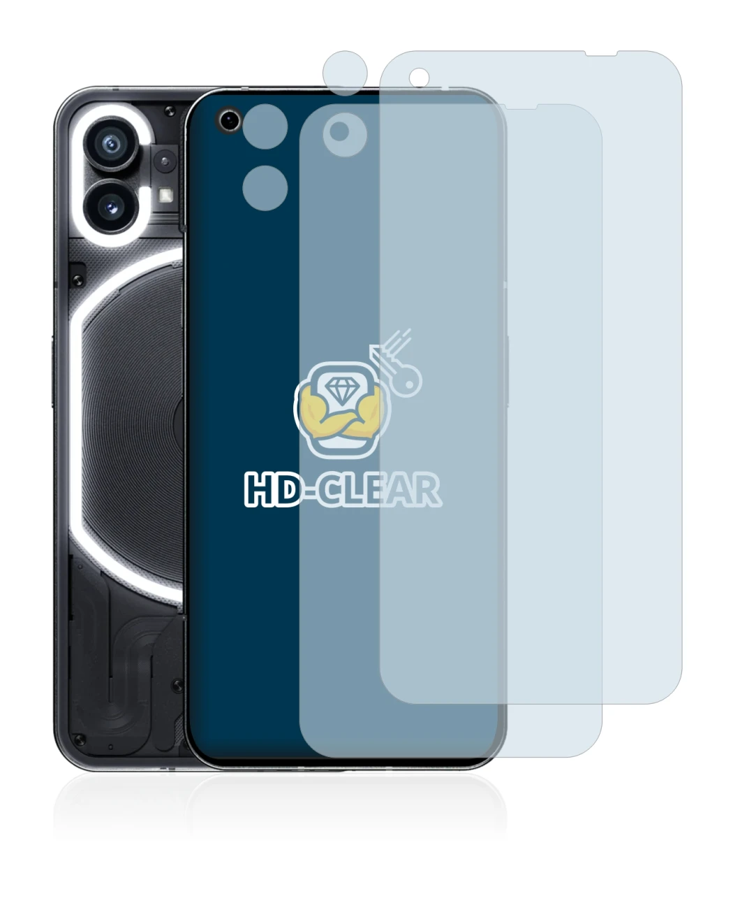 Image of the device Nothing Phone (1) (Front+Camera) with a wide variety of screen protectors.