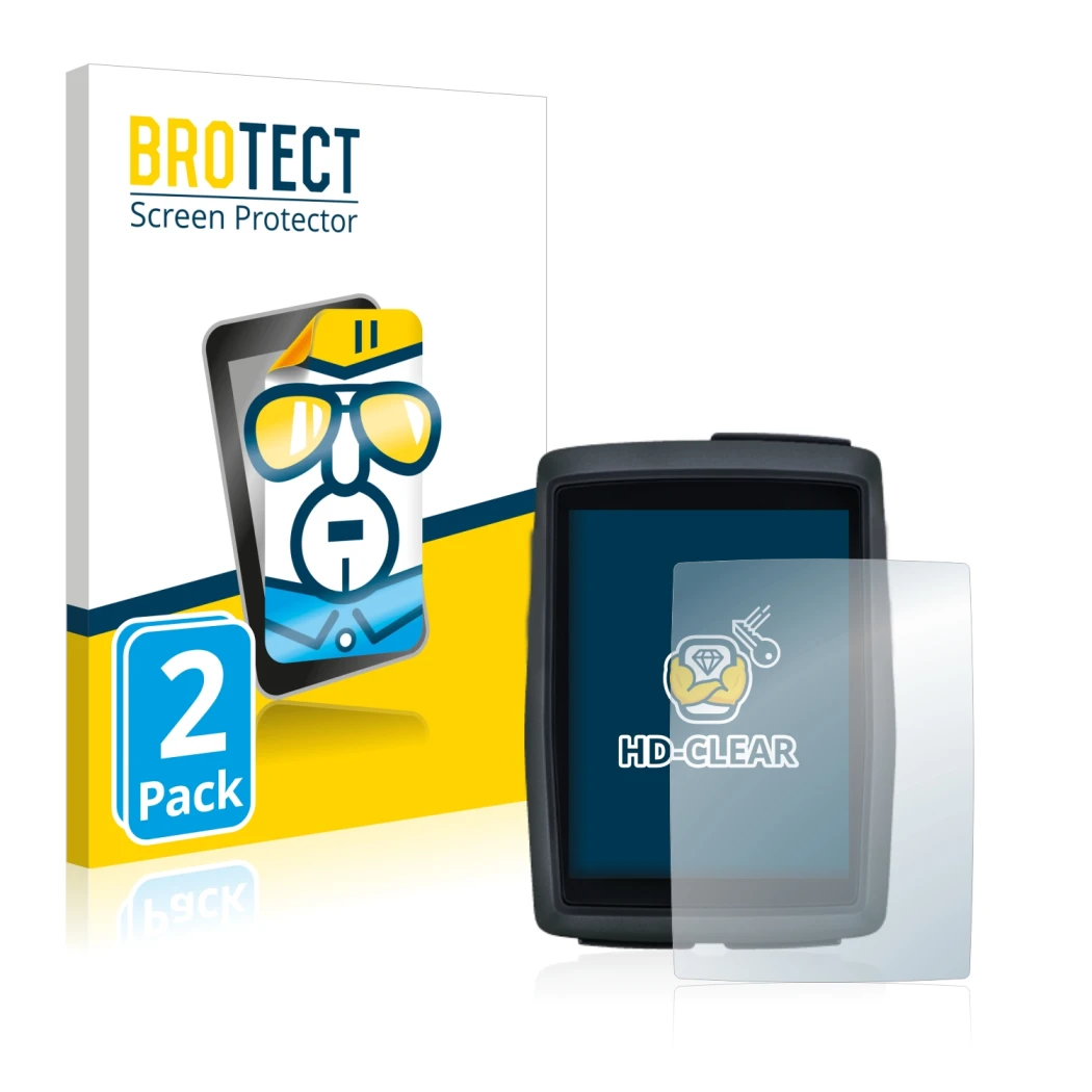Front side of a product packaging with the brand logo BROTECT. Next to it is the device Sigma BC 14.0 WL shown with the corres