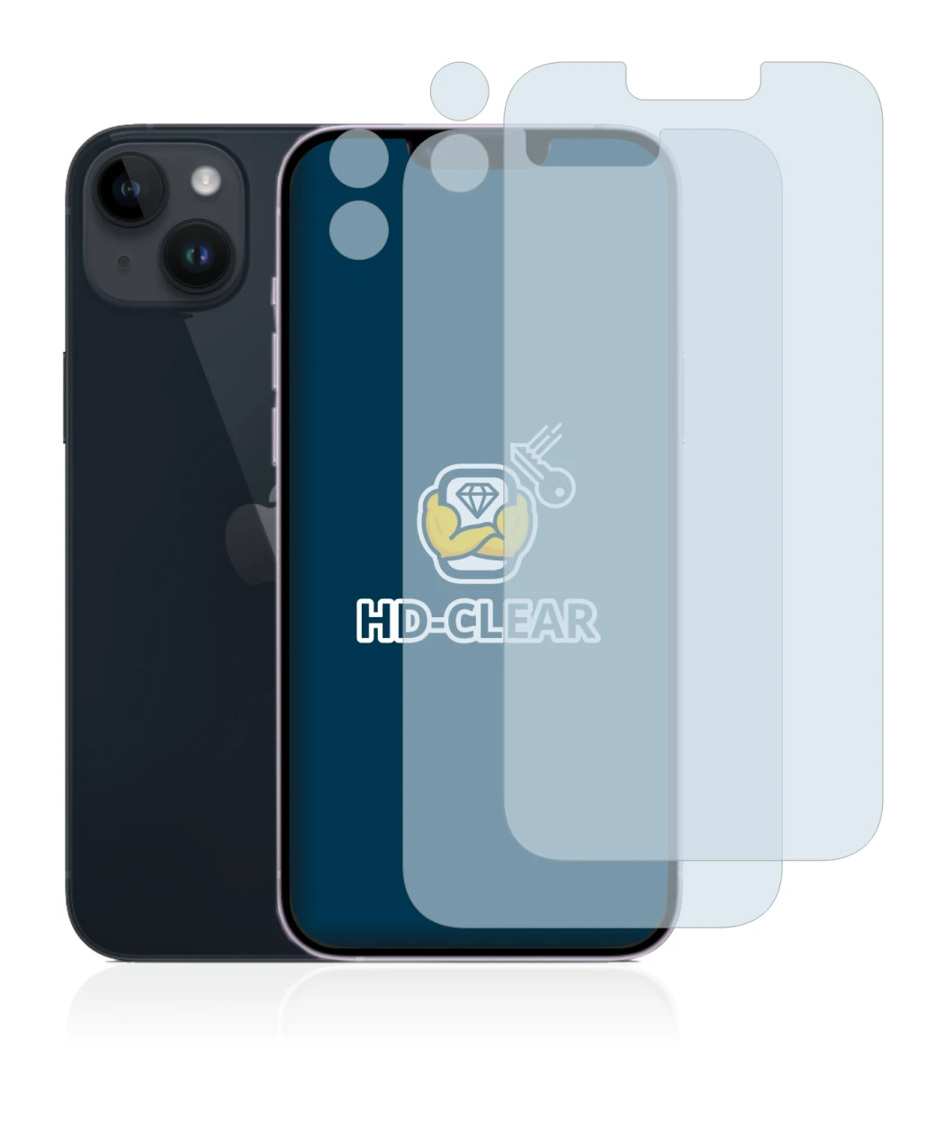 Image of the device Apple iPhone 14 Plus (Front+Camera) with a wide variety of screen protectors.