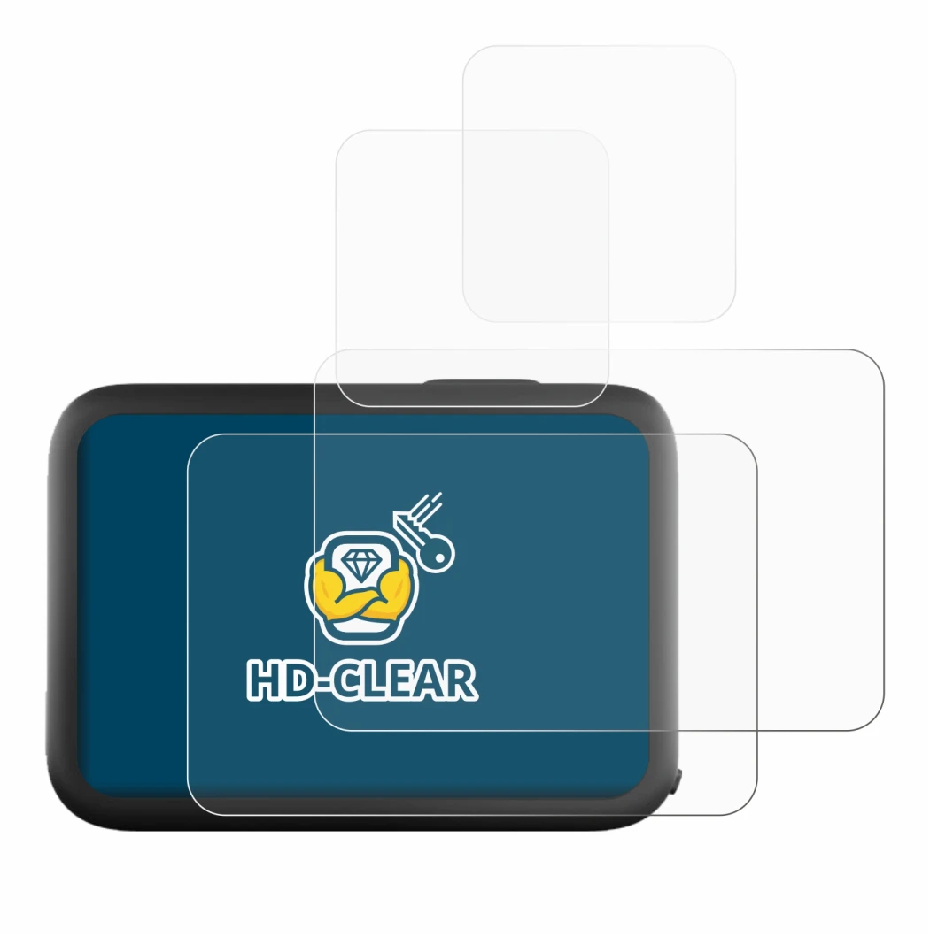 Image of the device GoPro Hero 11 Black with a wide variety of screen protectors.