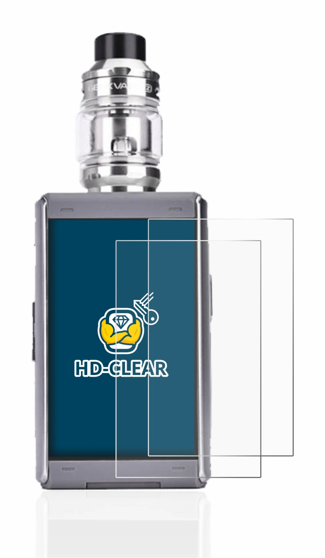 Image of the device GeekVape T200 with a wide variety of screen protectors.
