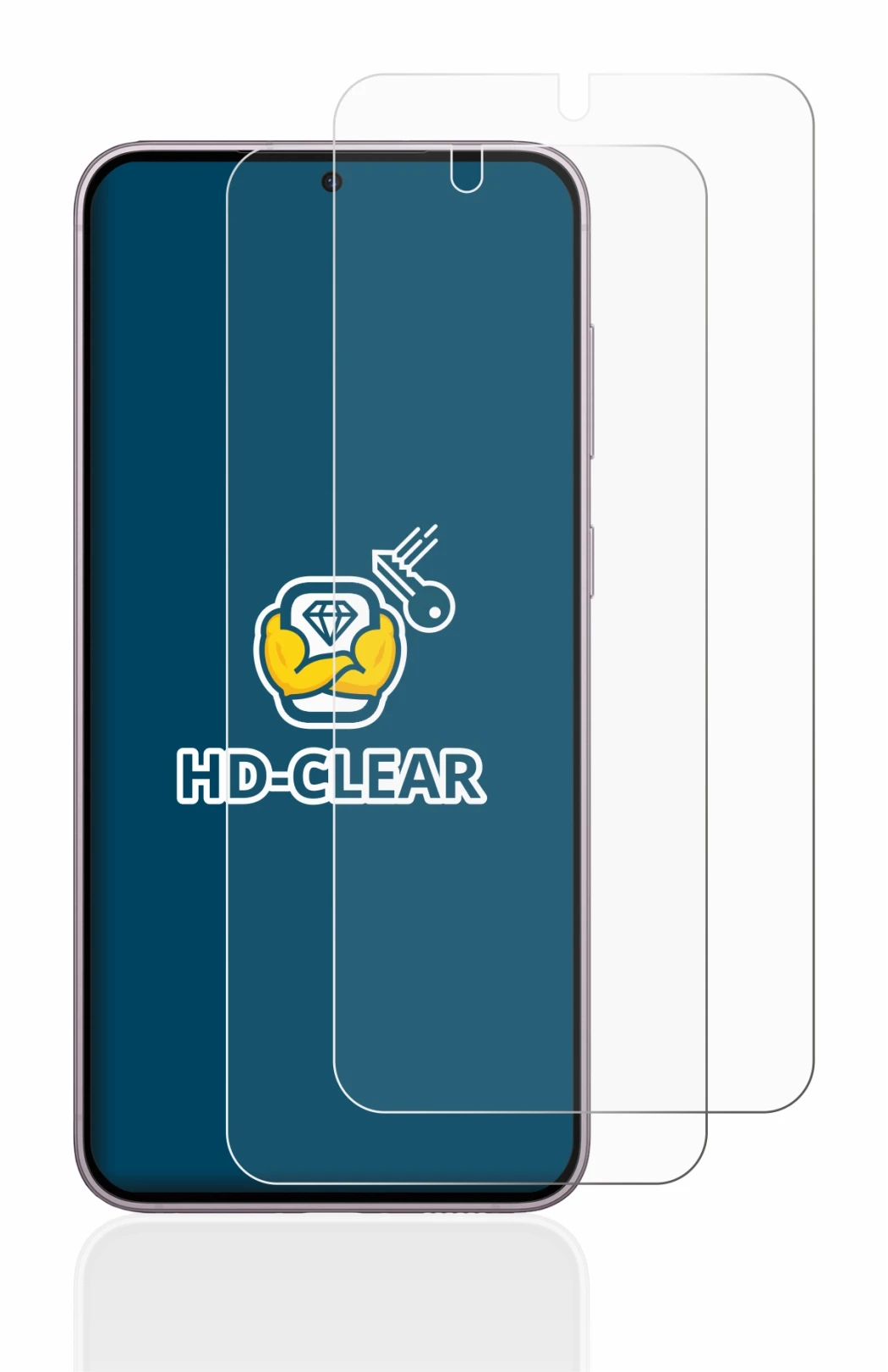 Image of the device Samsung Galaxy S23 with a wide variety of screen protectors.