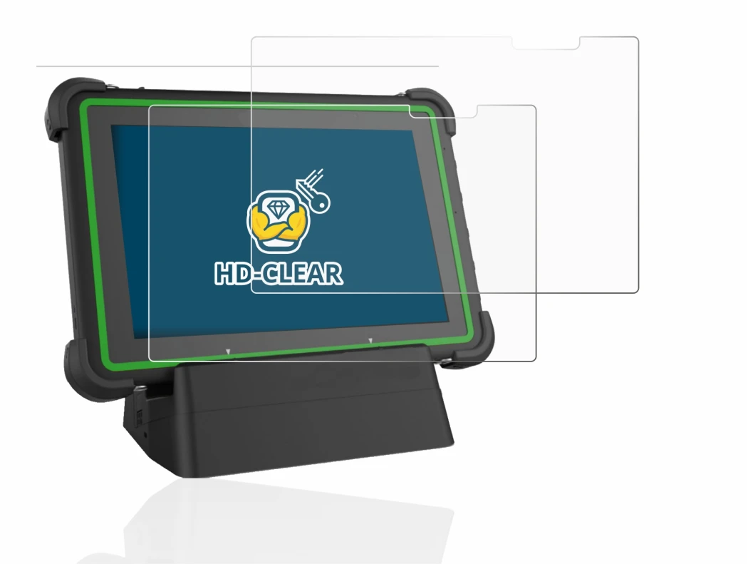 Image of the device Hella Gutmann Mega Macs X (tablet) with a wide variety of screen protectors.