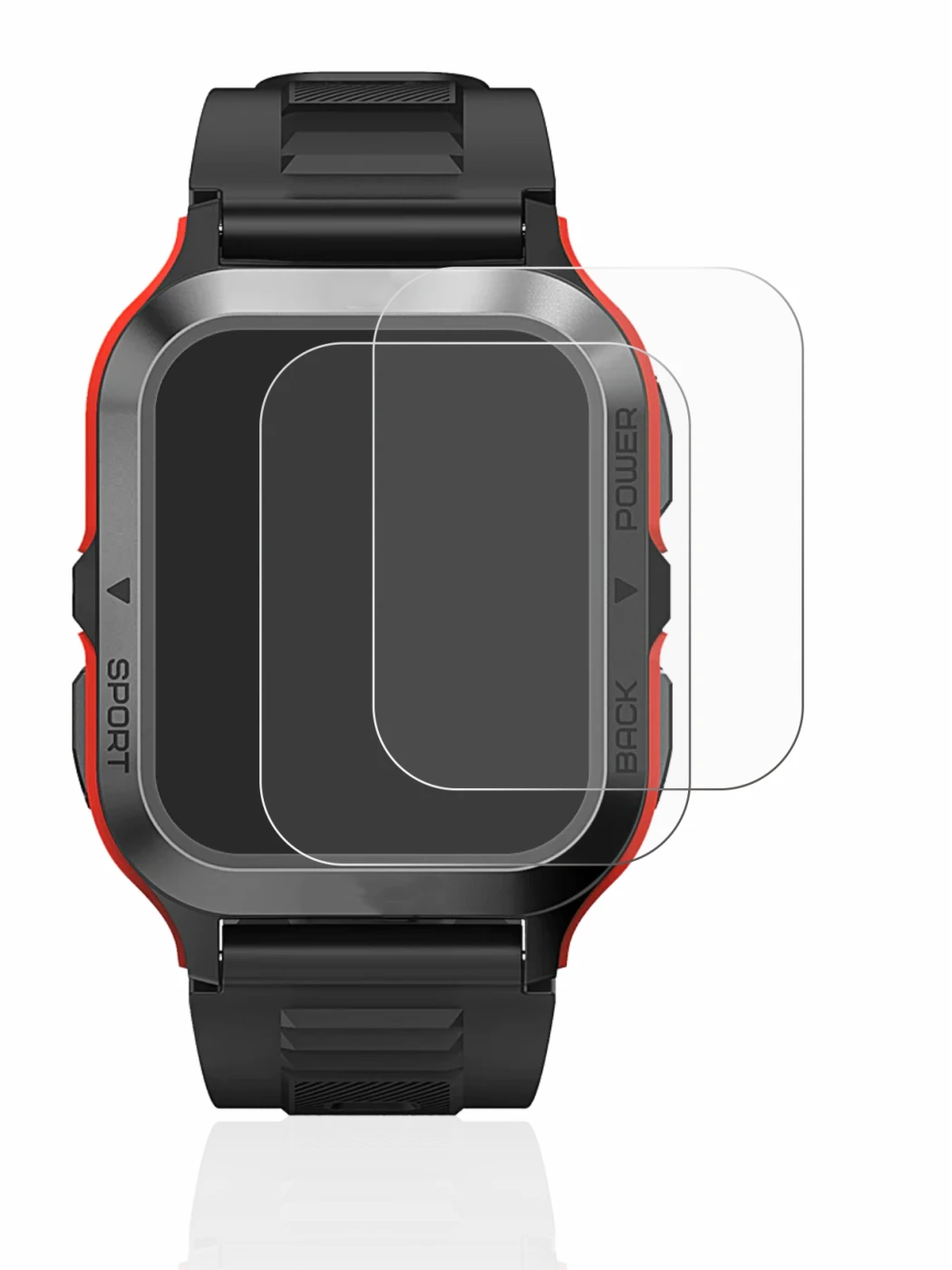 Image of the device Kospet Tank M2 with a wide variety of screen protectors.