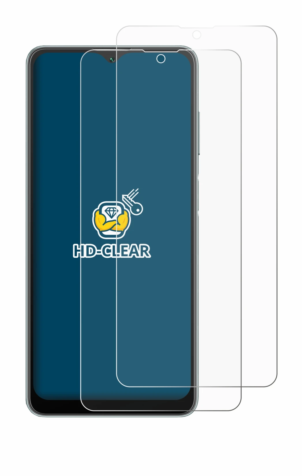 Image of the device Blackview A53 with a wide variety of screen protectors.