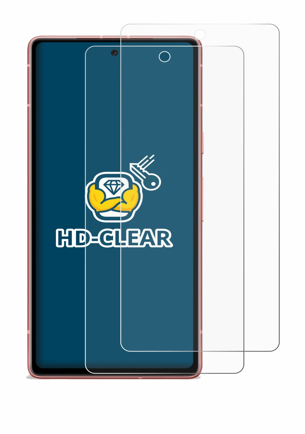 Image of the device Google Pixel 7a with a wide variety of screen protectors.