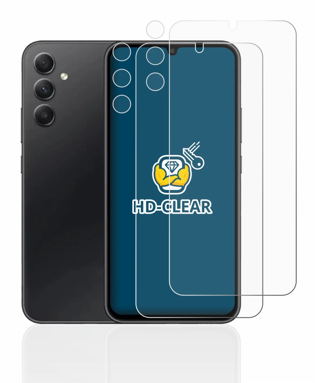 Image of the device Samsung Galaxy A34 5G (Front+Camera) with a wide variety of screen protectors.