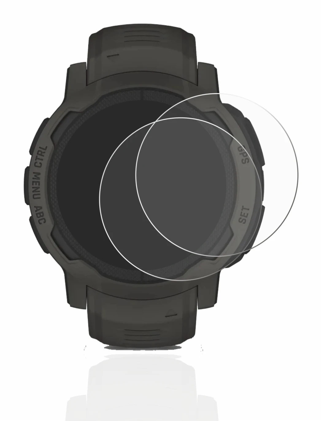 Image of the device Garmin Instinct 2 Solar with a wide variety of screen protectors.