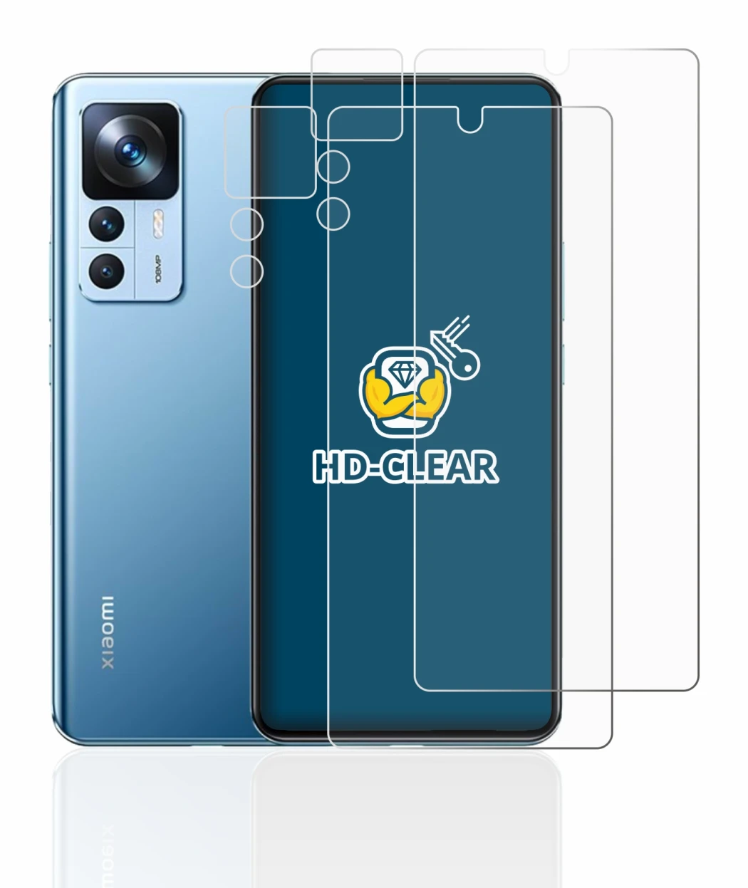 Image of the device Xiaomi 12T (Front+Camera) with a wide variety of screen protectors.