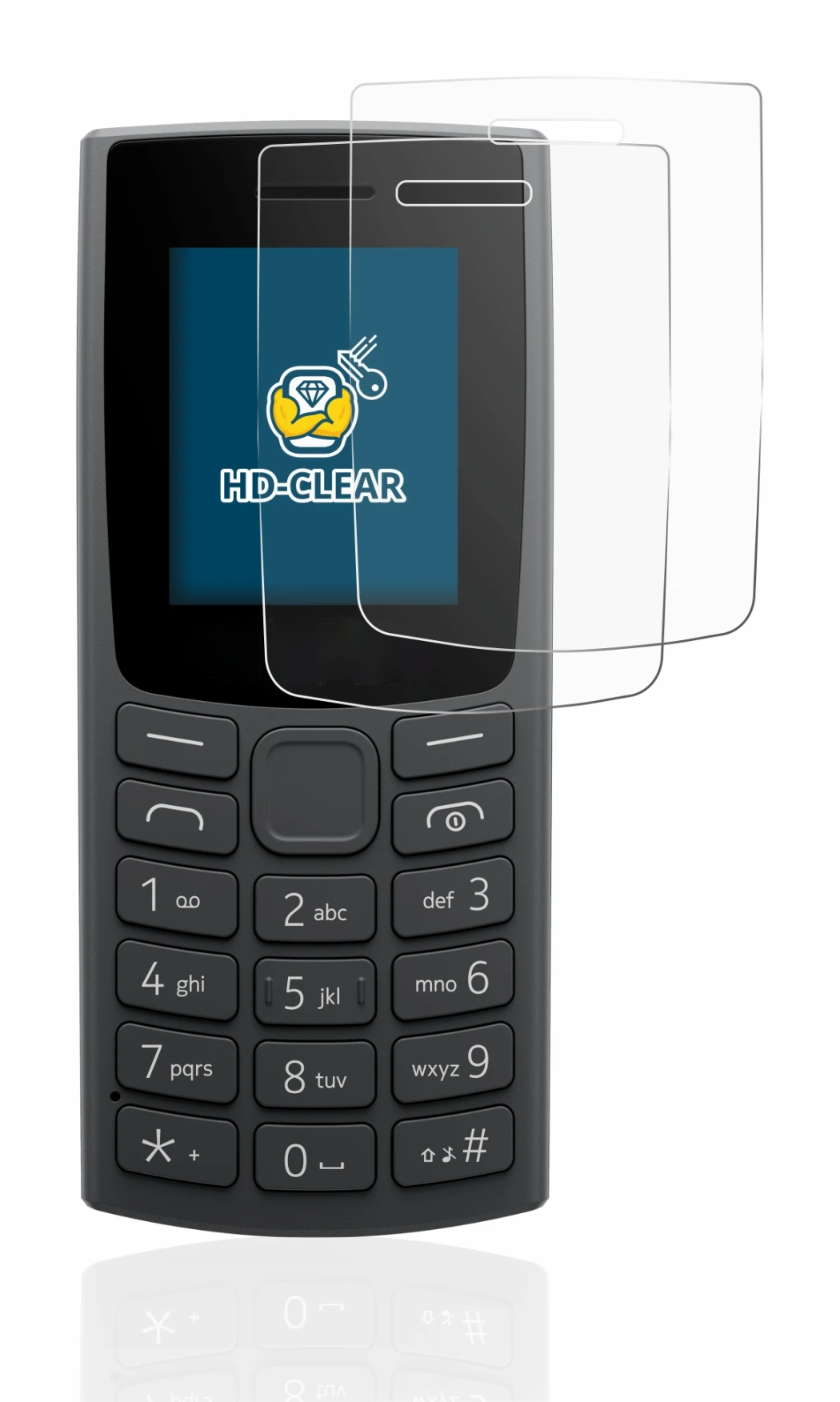 Image of the device Nokia 105 (2023) with a wide variety of screen protectors.