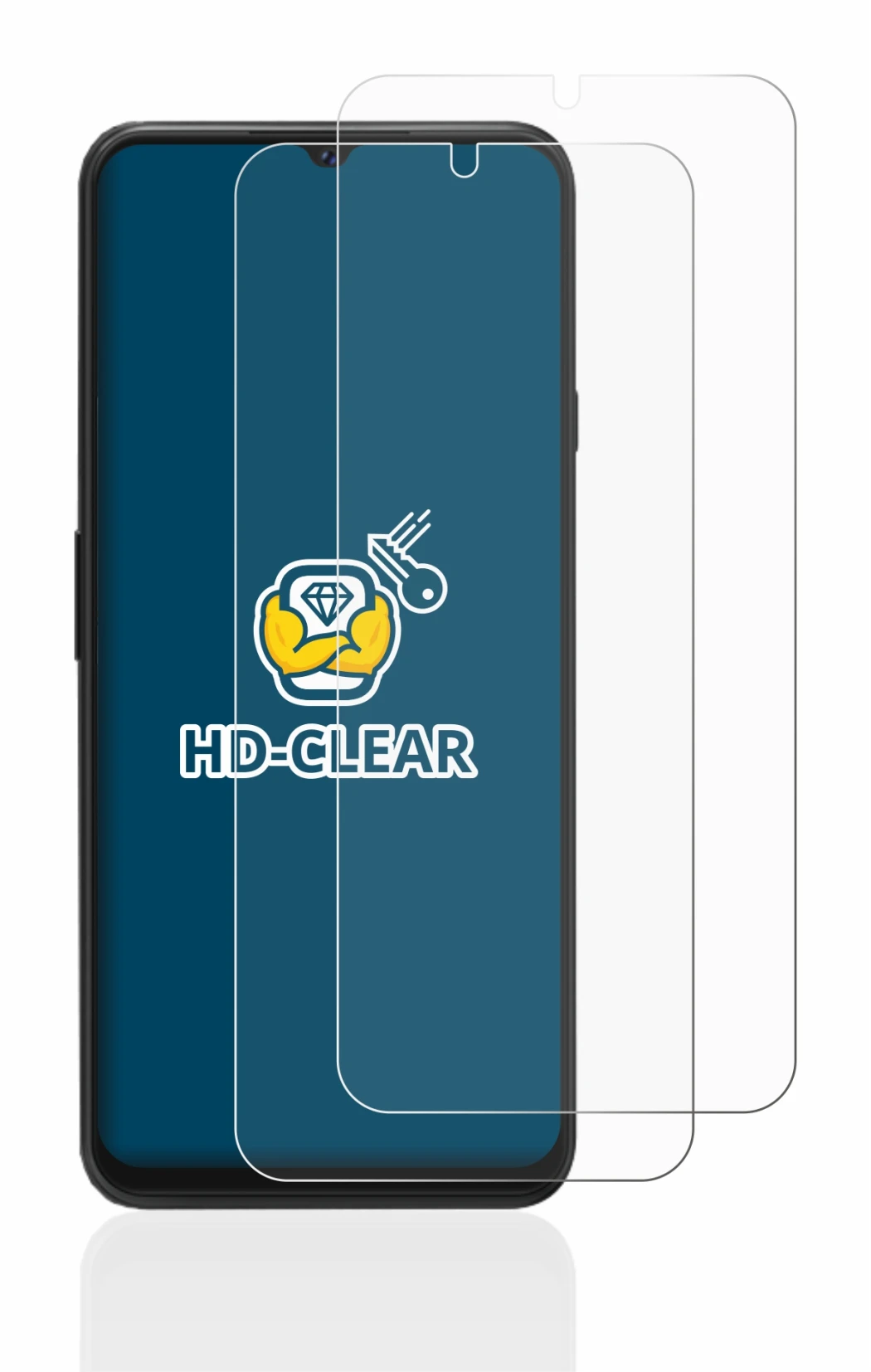 Image of the device Cubot P80 with a wide variety of screen protectors.