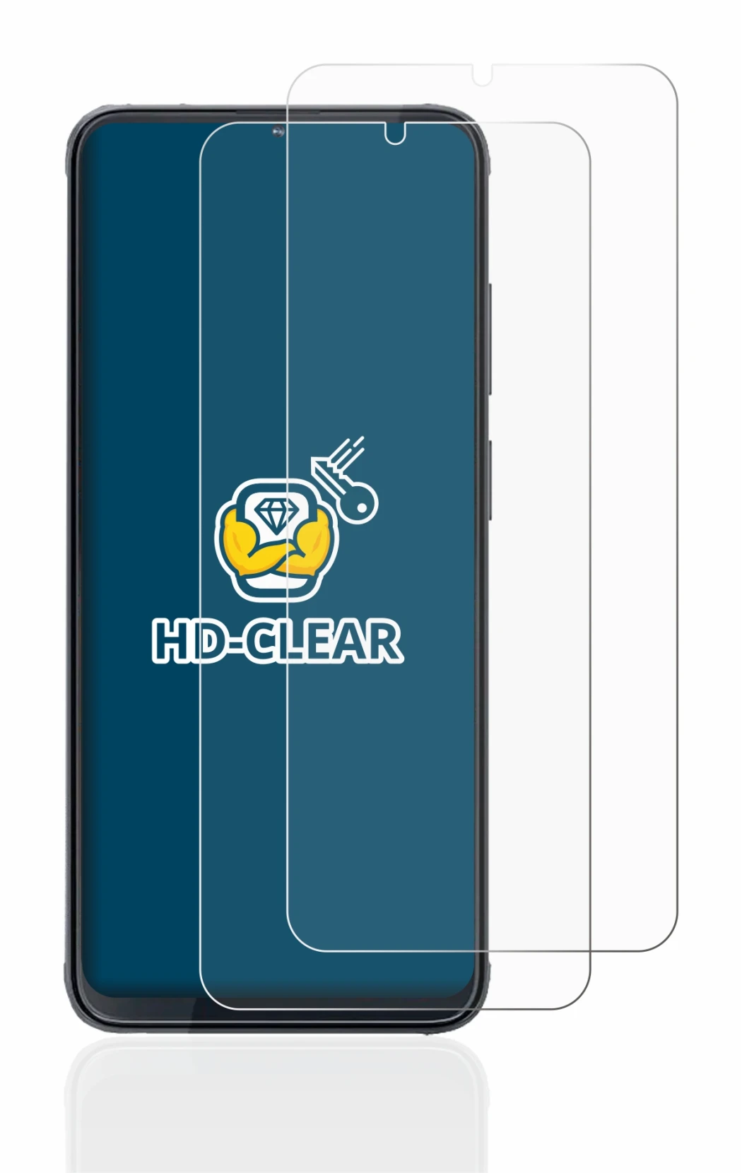 Image of the device Cubot X70 with a wide variety of screen protectors.