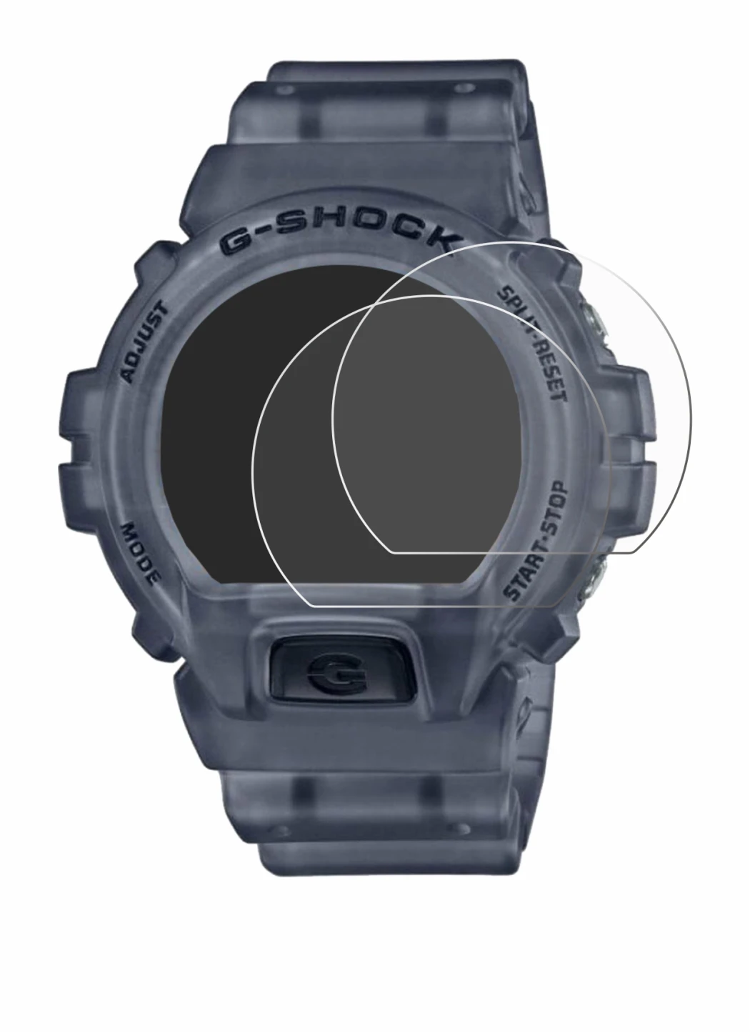 Image of the device Casio G-Shock DW-6900 with a wide variety of screen protectors.