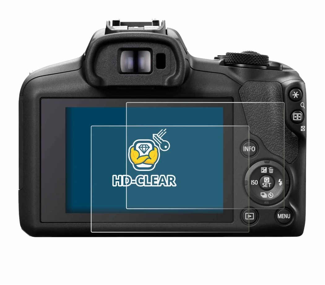 Image of the device Canon EOS R100 with a wide variety of screen protectors.