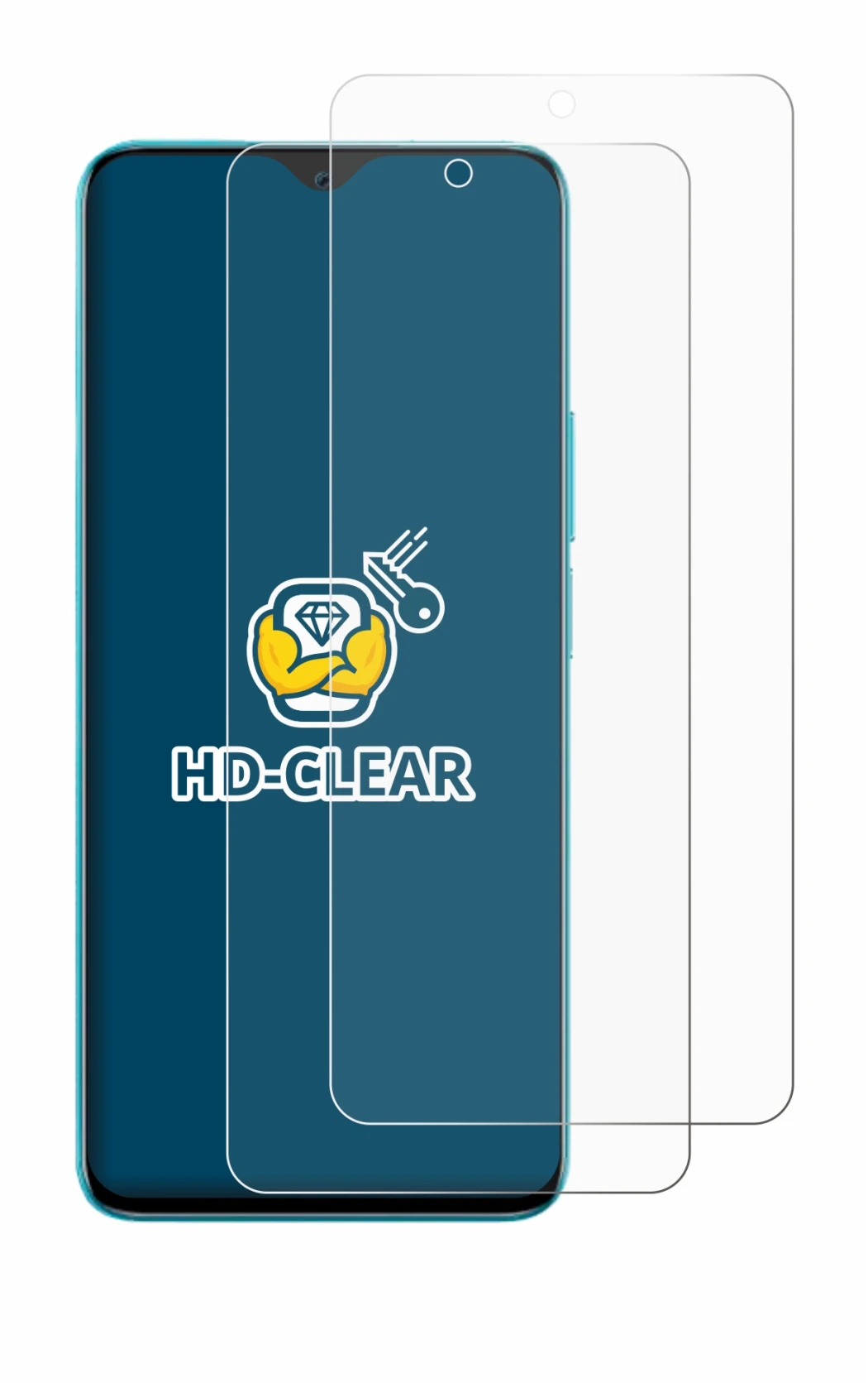 Image of the device Honor 90 Lite with a wide variety of screen protectors.
