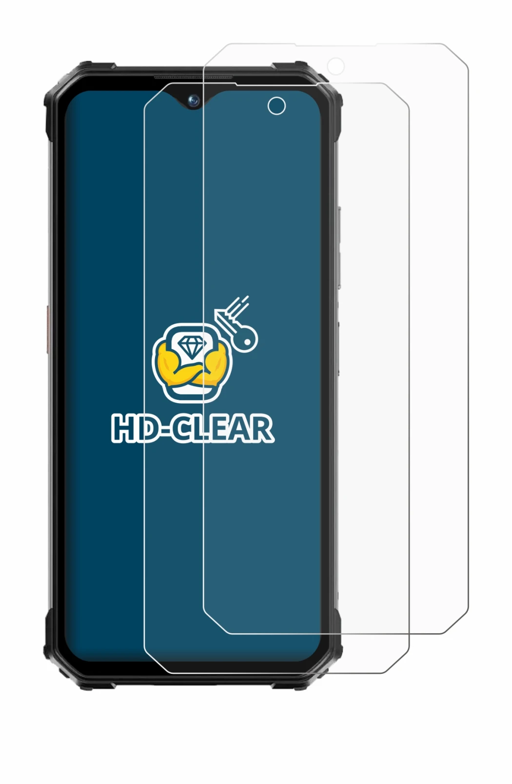 Image of the device Oukitel WP26 with a wide variety of screen protectors.