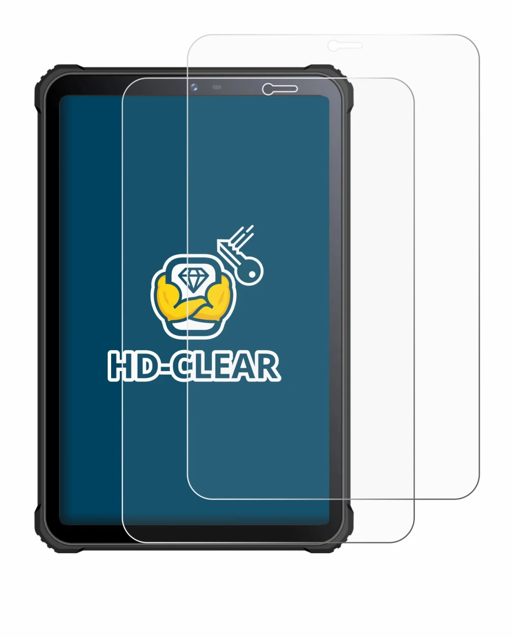 Image of the device Oukitel RT3 with a wide variety of screen protectors.