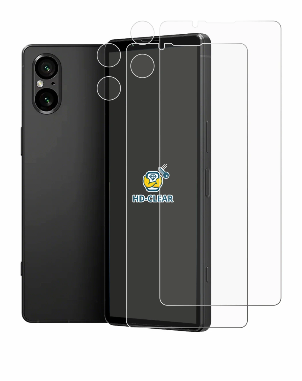 Image of the device Sony Xperia 5 V (Front+Camera) with a wide variety of screen protectors.