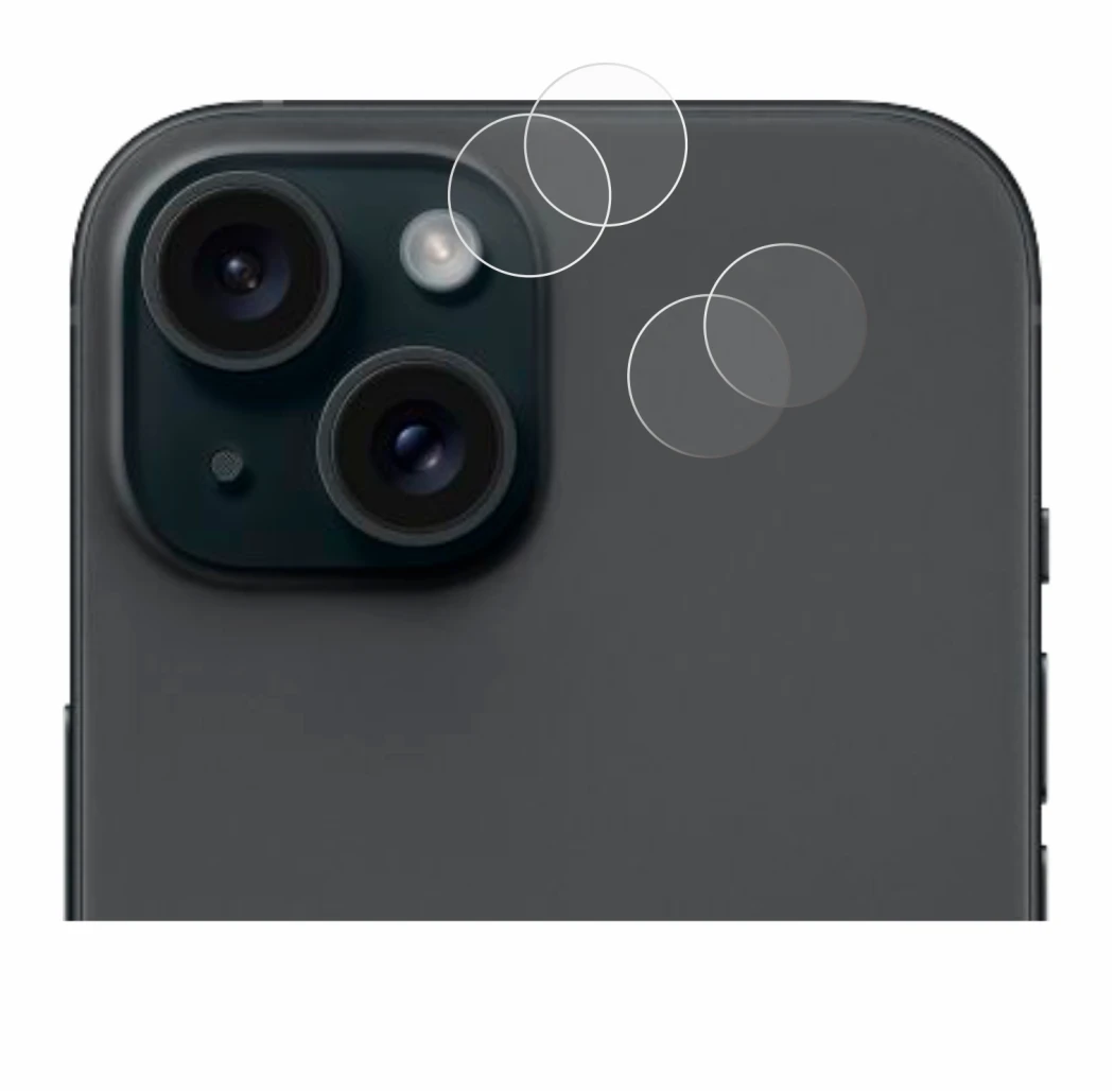 Image of the device Apple iPhone 15 (ONLY Camera Lens) with a wide variety of screen protectors.