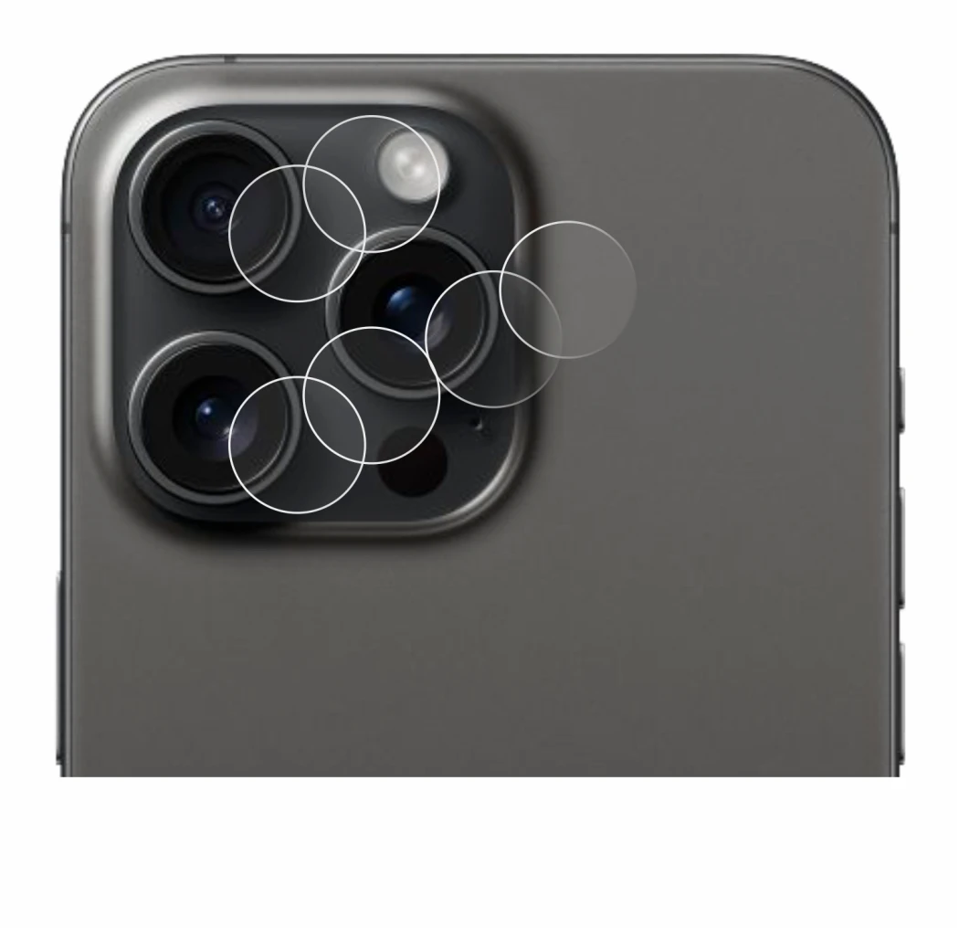 Image of the device Apple iPhone 15 Pro Max (ONLY Camera Lens) with a wide variety of screen protectors.