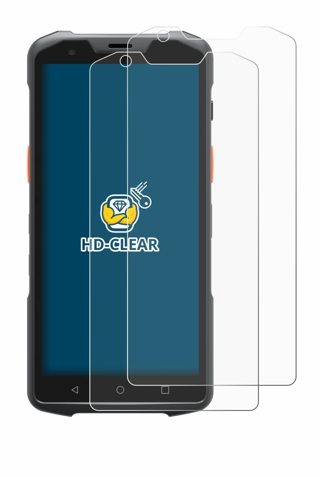 Image of the device Sunmi L2s with a wide variety of screen protectors.