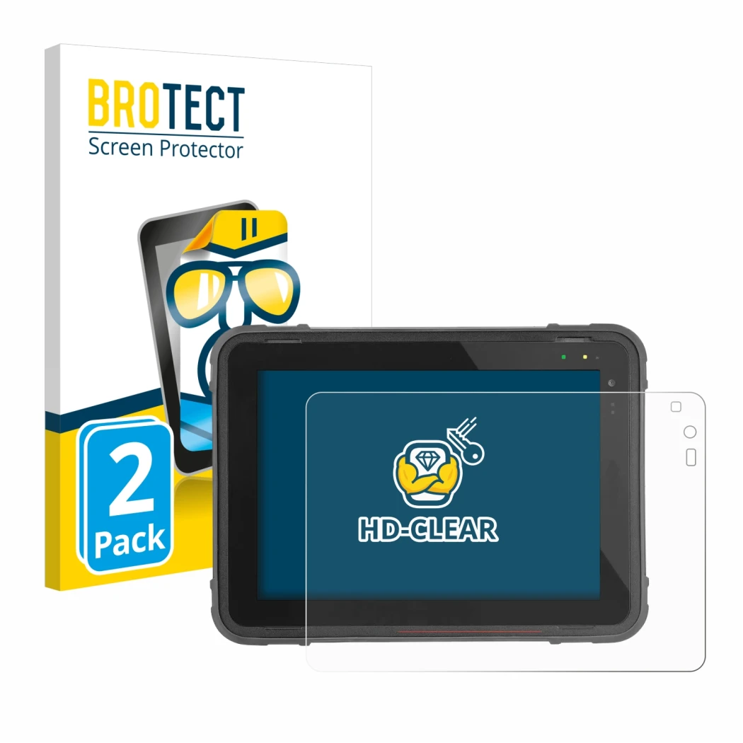 Front side of a product packaging with the brand logo BROTECT. Next to it is the device Texa Axone Nemo 2 shown with the corre