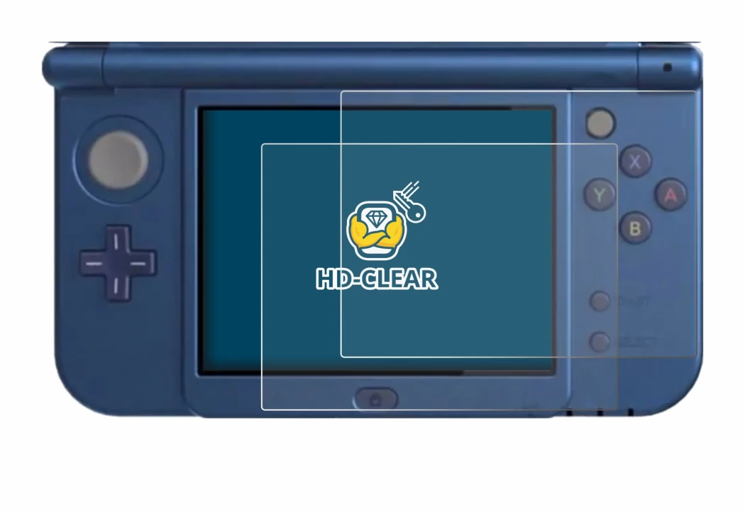 Image of the device Nintendo New 3DS XL (Lower display) with a wide variety of screen protectors.