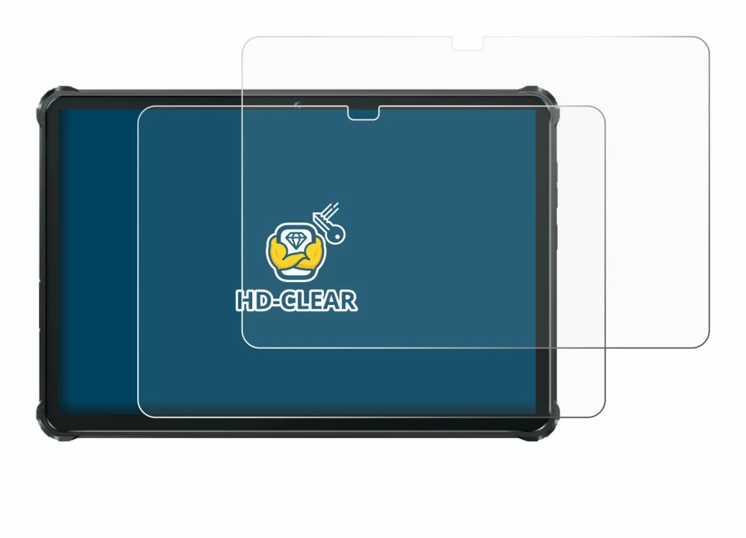 Image of the device Oukitel RT7 Titan with a wide variety of screen protectors.