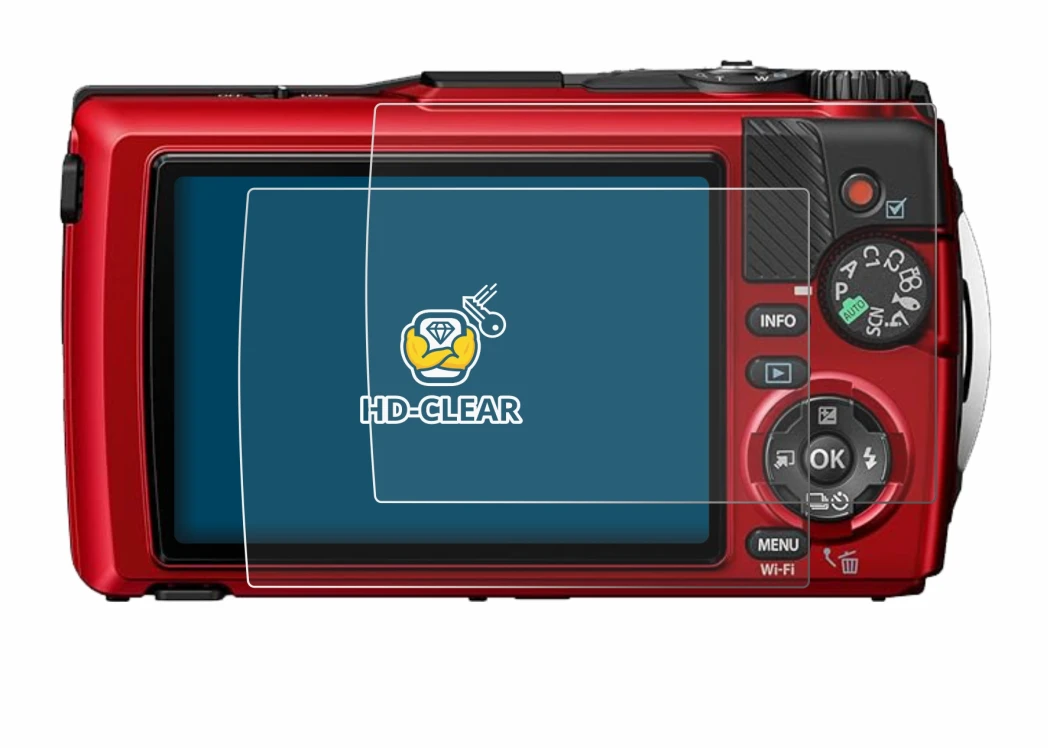 Image of the device Olympus OM System Tough TG-7 with a wide variety of screen protectors.