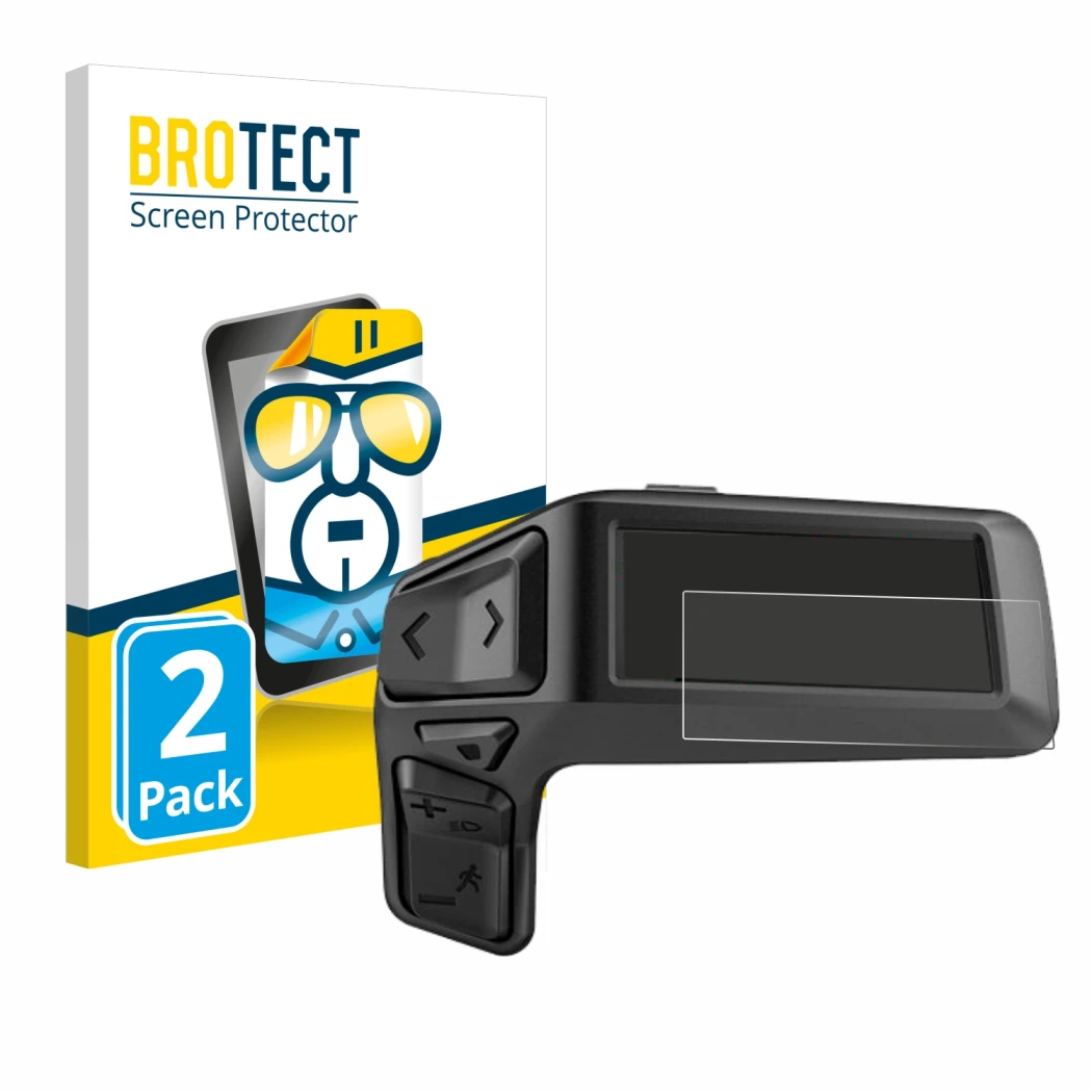 Front side of a product packaging with the brand logo BROTECT. Next to it is the device Bosch Purion 200 shown with the corres
