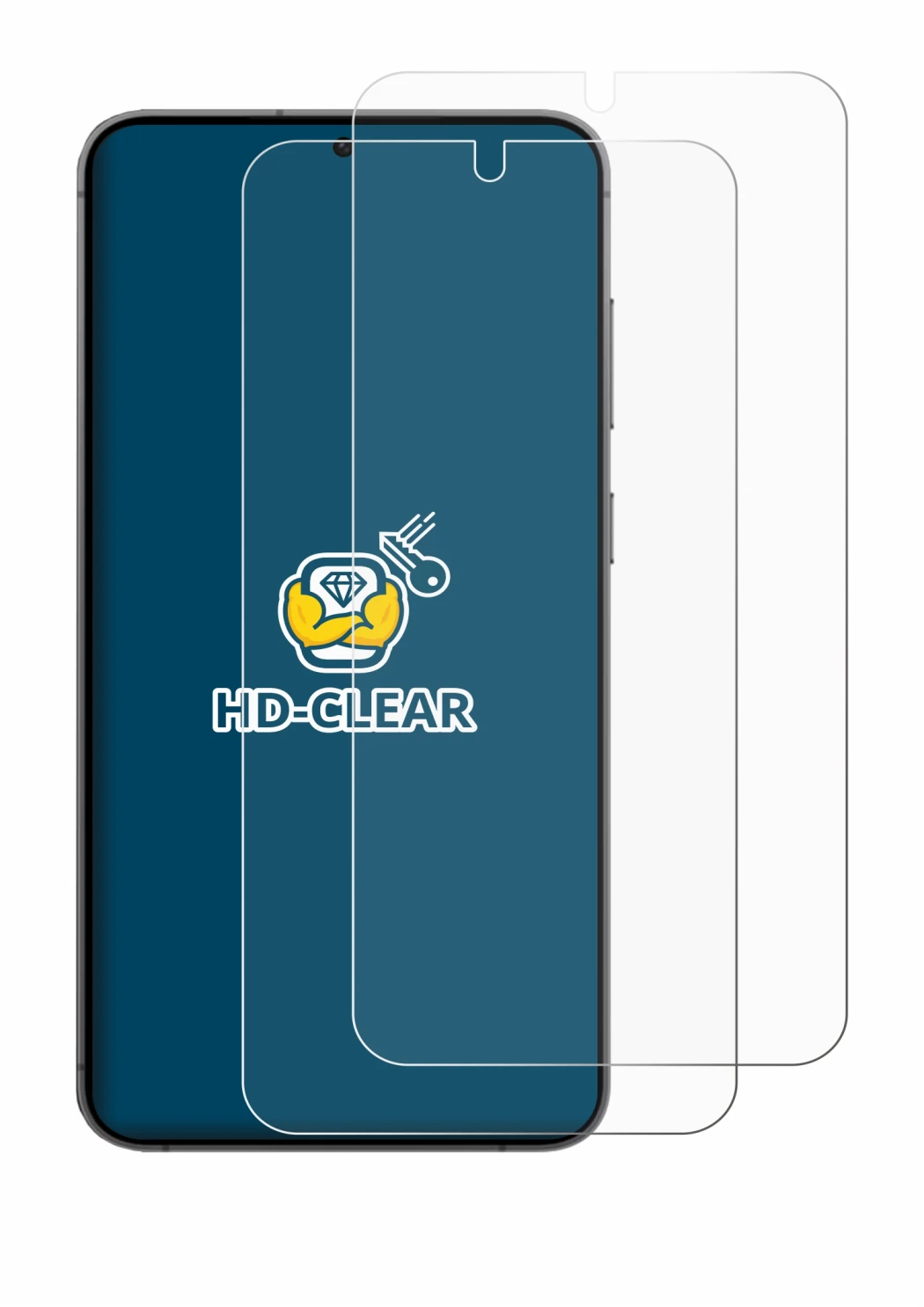 Image of the device Samsung Galaxy S24 Plus with a wide variety of screen protectors.