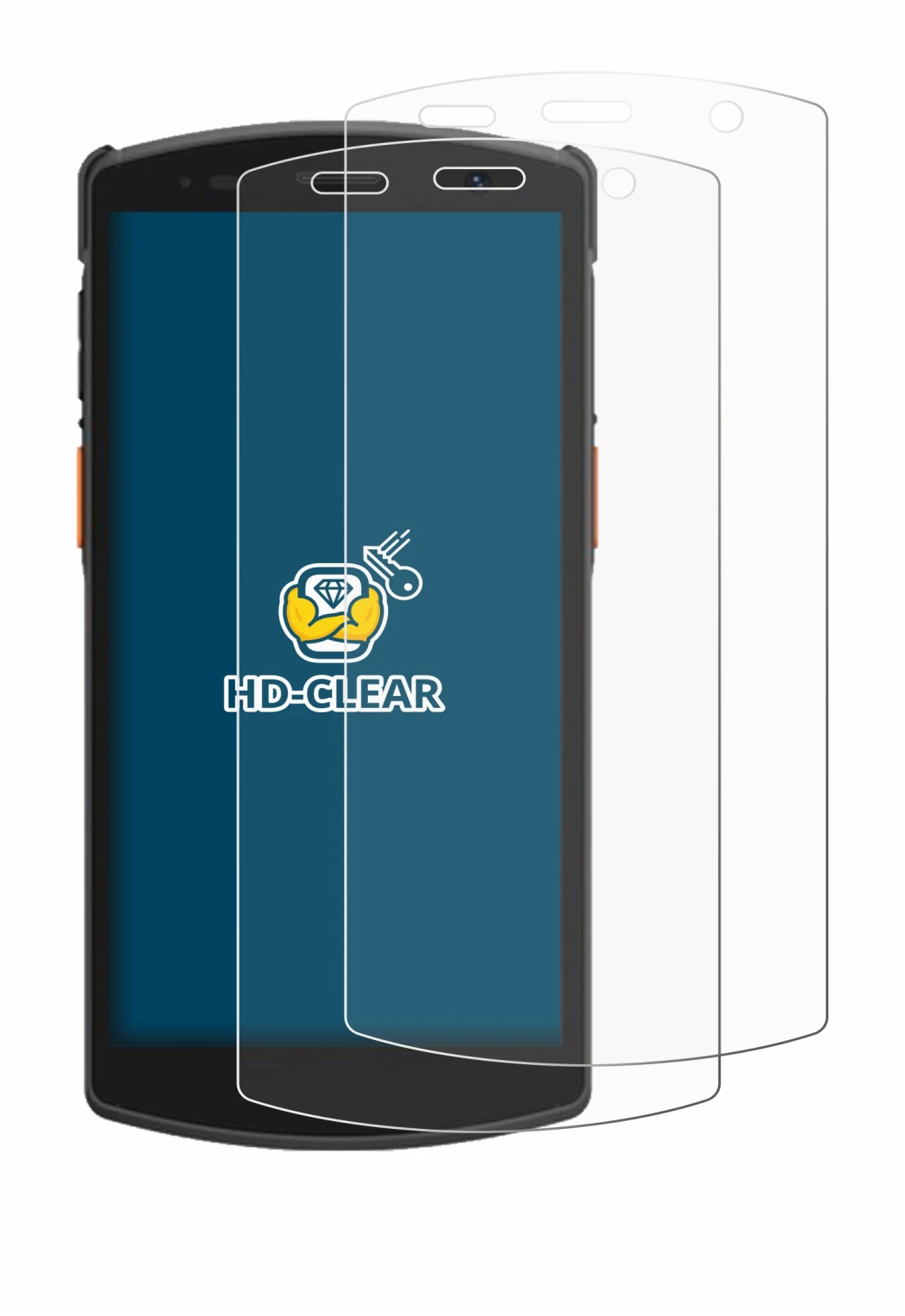 Image of the device Urovo CT58 with a wide variety of screen protectors.