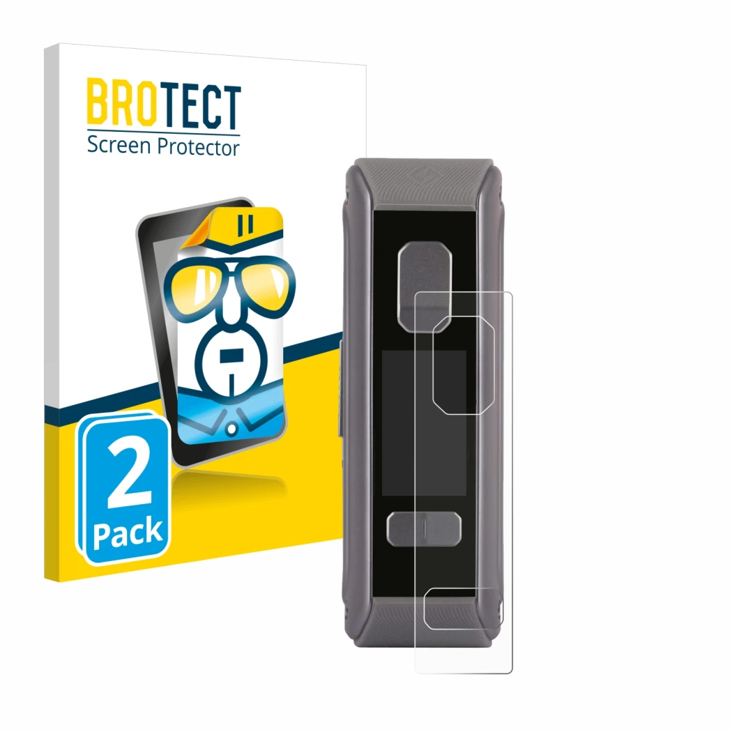 Front side of a product packaging with the brand logo BROTECT. Next to it is the device GeekVape Aegis Max2 / Max100 shown wit