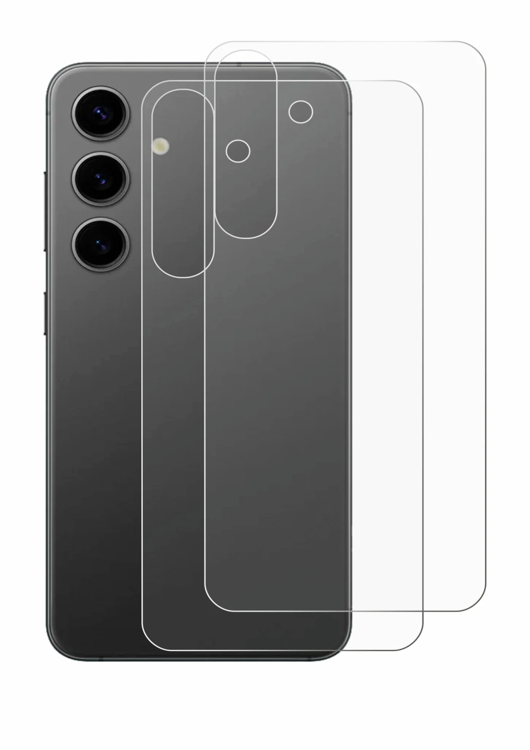 Image of the device Samsung Galaxy S24 Plus (Back) with a wide variety of screen protectors.