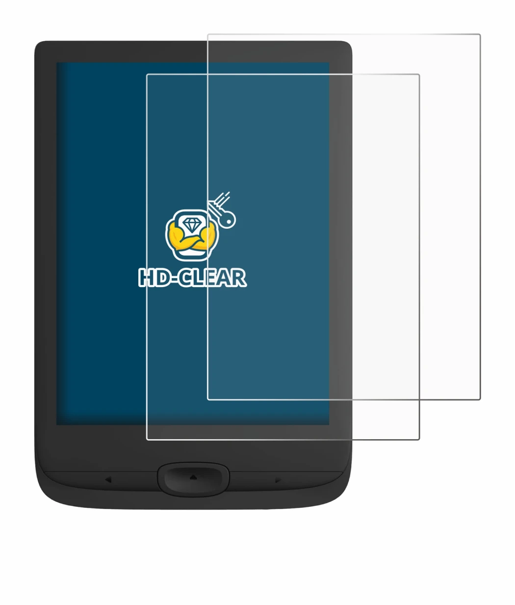 Image of the device PocketBook Basic Lux 4 with a wide variety of screen protectors.