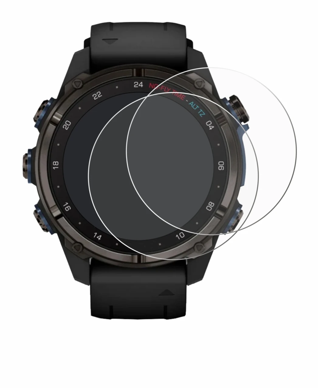 Image of the device Garmin Descent Mk3i (43 mm) with a wide variety of screen protectors.