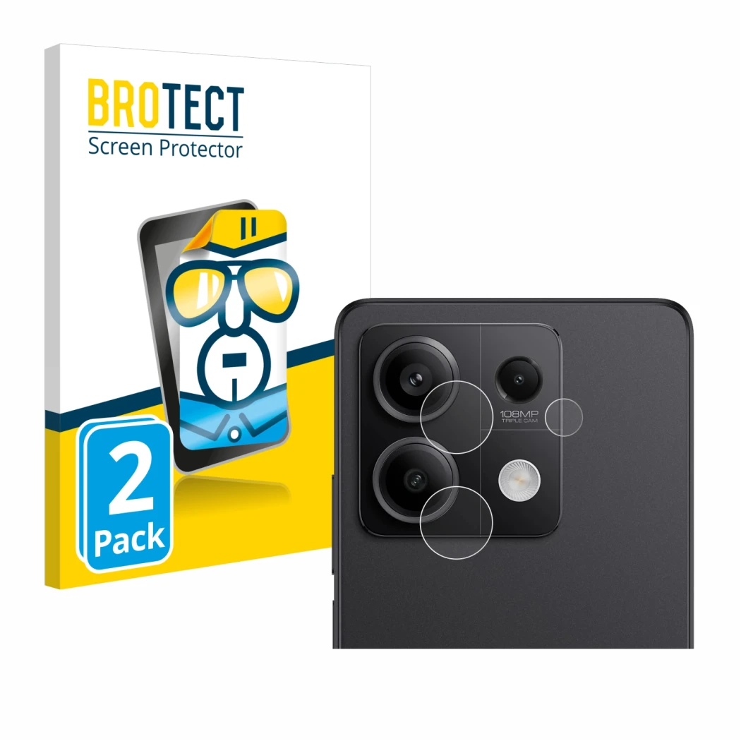 Front side of a product packaging with the brand logo BROTECT. Next to it is the device Xiaomi Redmi Note 13 Pro 5G (ONLY Came