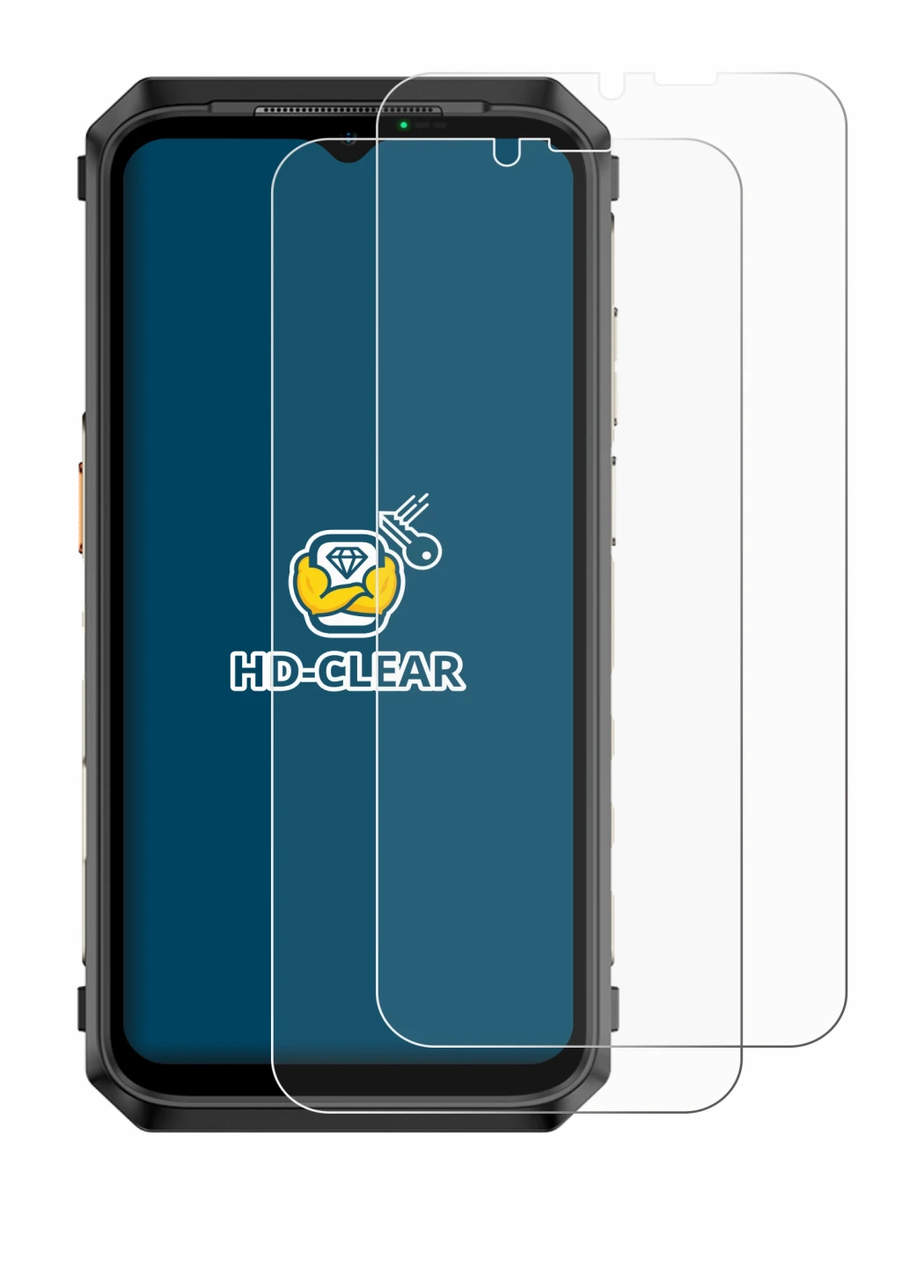 Image of the device Ulefone Power Armor 18 with a wide variety of screen protectors.
