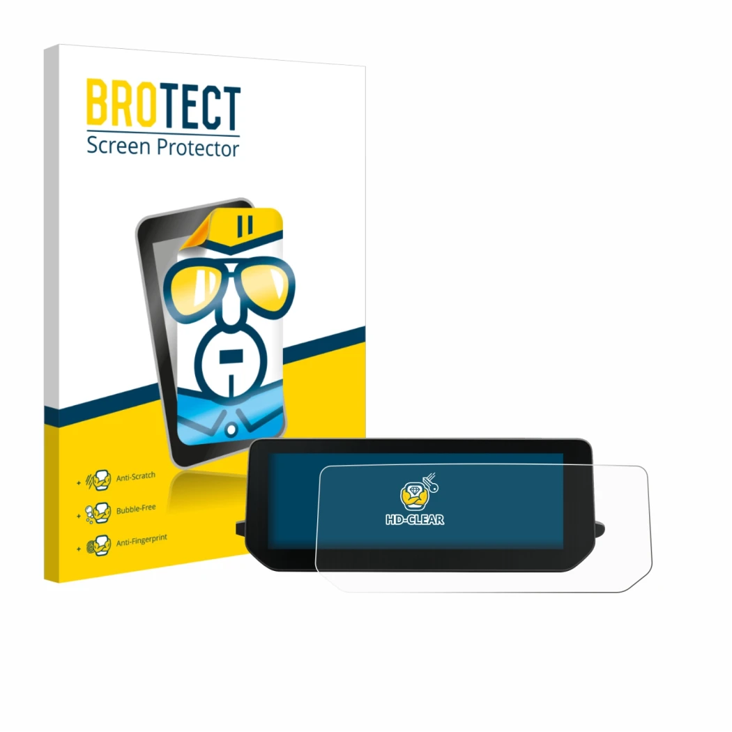 Front side of a product packaging with the brand logo BROTECT. Next to it is the device BMW CE 04 shown with the corresponding