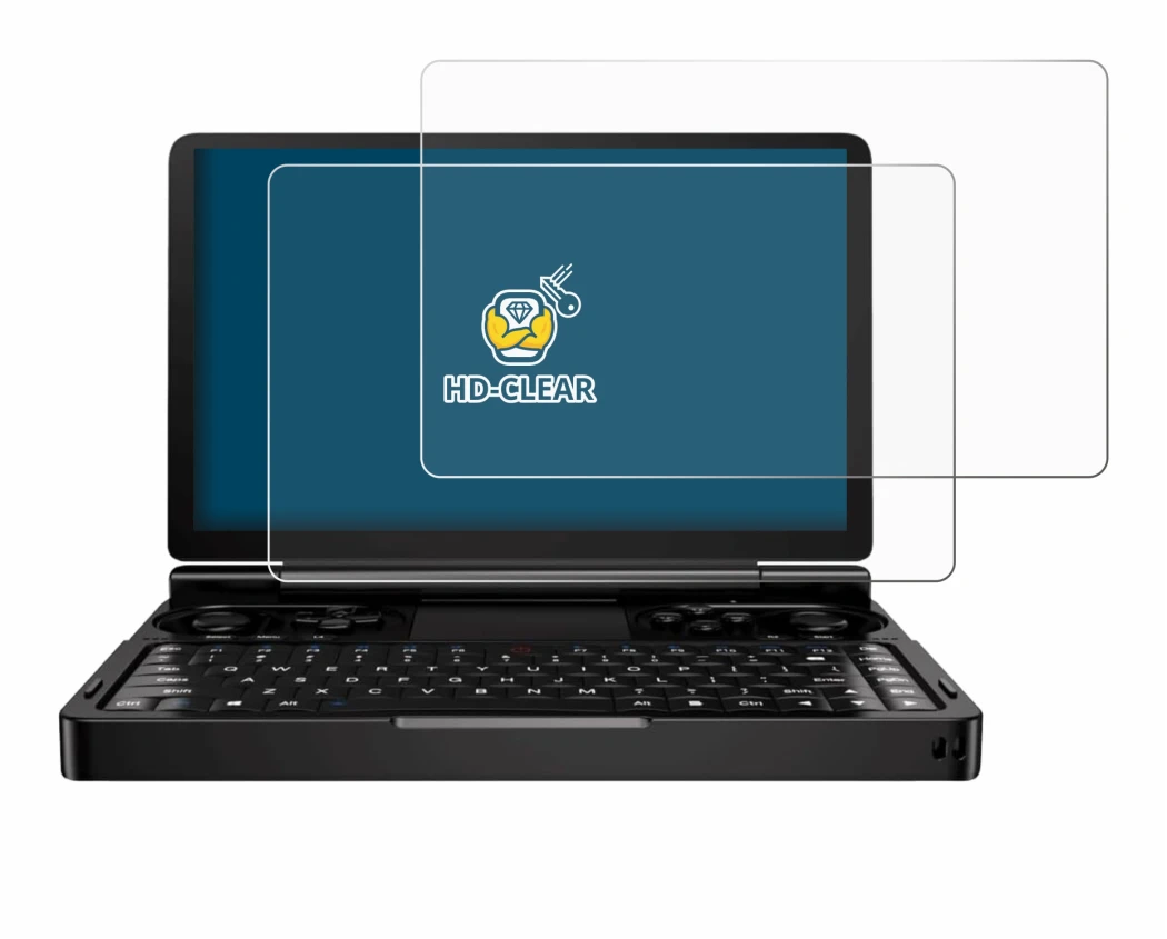 Image of the device GPD Win Mini (2024) with a wide variety of screen protectors.