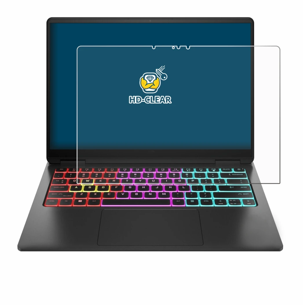 Image of the device HP Omen Transcend 14 with a wide variety of screen protectors.