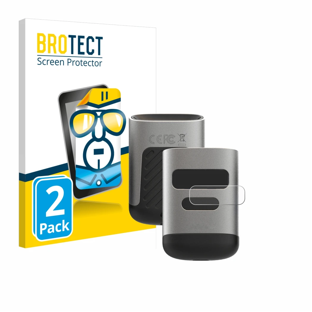 Front side of a product packaging with the brand logo BROTECT. Next to it is the device Opticon OPN-6000 (Display) shown with 