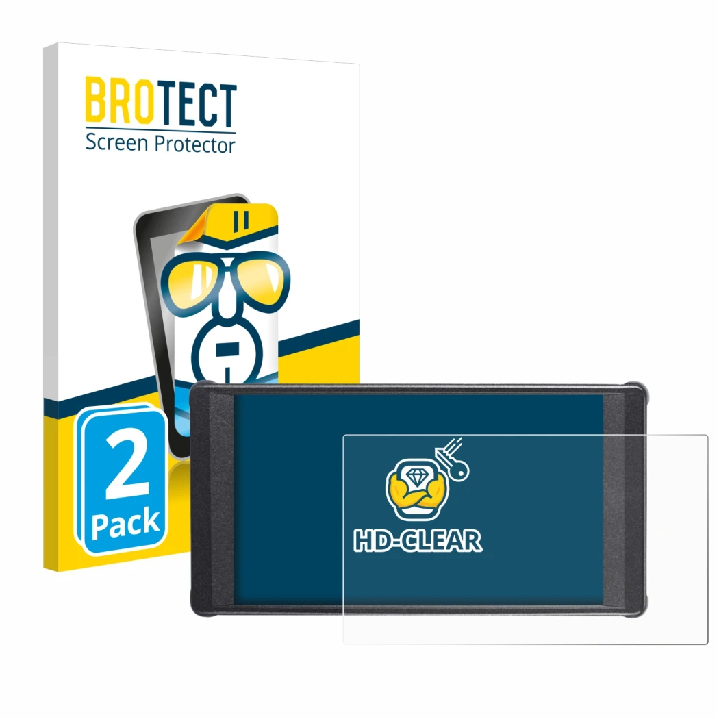 Front side of a product packaging with the brand logo BROTECT. Next to it is the device Portkeys PT6 shown with the correspond