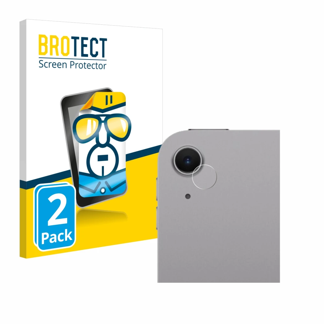 Front side of a product packaging with the brand logo BROTECT. Next to it is the device Apple iPad Air 11