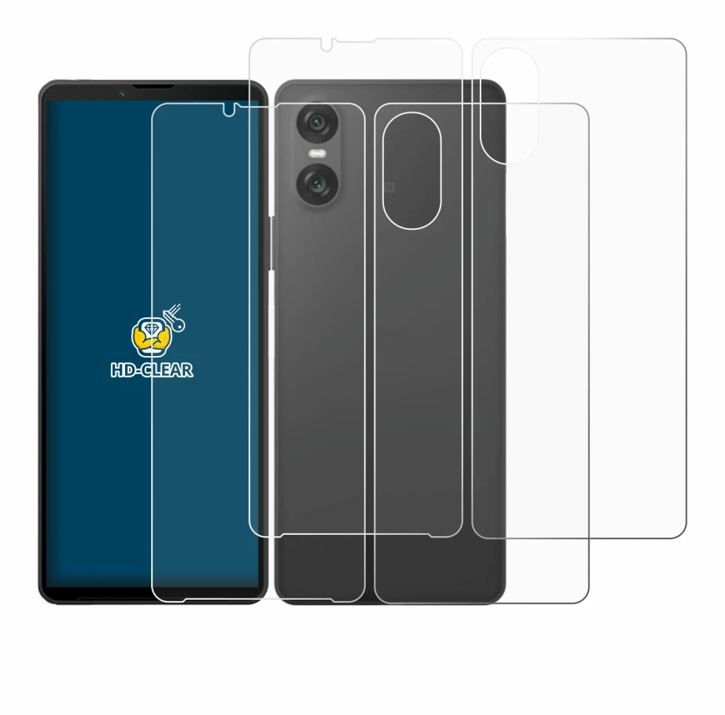 Image of the device Sony Xperia 10 VI (Front+Back) with a wide variety of screen protectors.