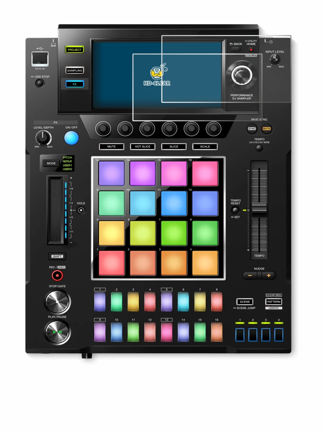 Image of the device Pioneer DJS -1000 with a wide variety of screen protectors.