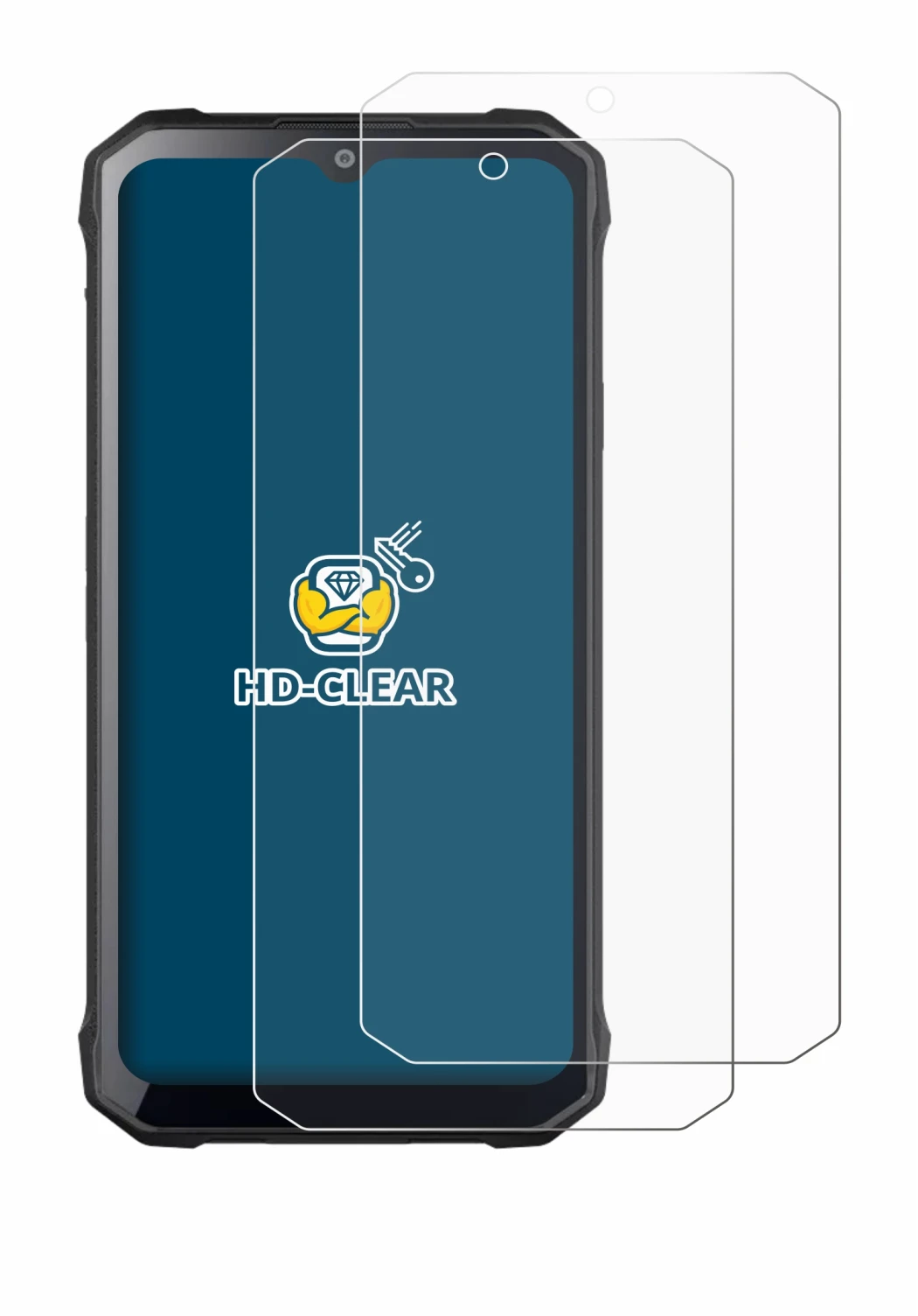 Image of the device Hotwav T7 with a wide variety of screen protectors.